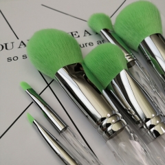 top high quality transparent handle green hair makeup brush set