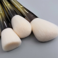10 Pcs Premium Synthetic Cosmetic Brushes, Foundation Blending Blush Powder Eye Shadow Make Up Brushes Kit Bronze plated plastic handle