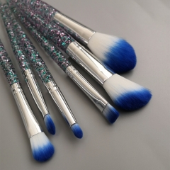 6Pcs Makeup Brushes Set Professional glitter bling plastic handle Cosmetic Brushes For Face,Eye Shadow,Eyeliner Foundation Powder brush