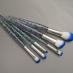 6Pcs Makeup Brushes Set Professional glitter bling plastic handle Cosmetic Brushes For Face,Eye Shadow,Eyeliner Foundation Powder brush