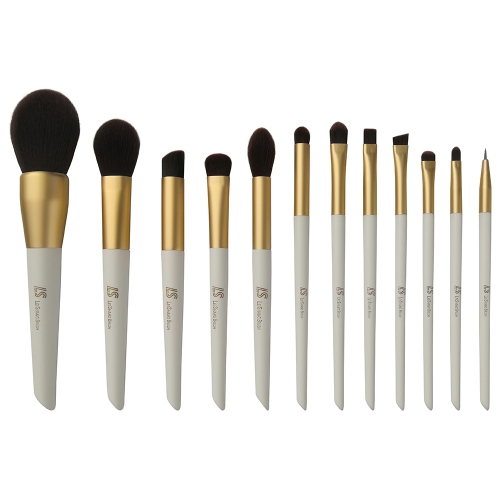Makeup Brushes Set 12pc white Gold Make Up Brush Set Premium Synthetic Foundation Powder Concealers Eye Shadows