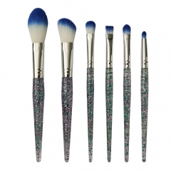 6Pcs Makeup Brushes Set Professional glitter bling plastic handle Cosmetic Brushes For Face,Eye Shadow,Eyeliner Foundation Powder brush