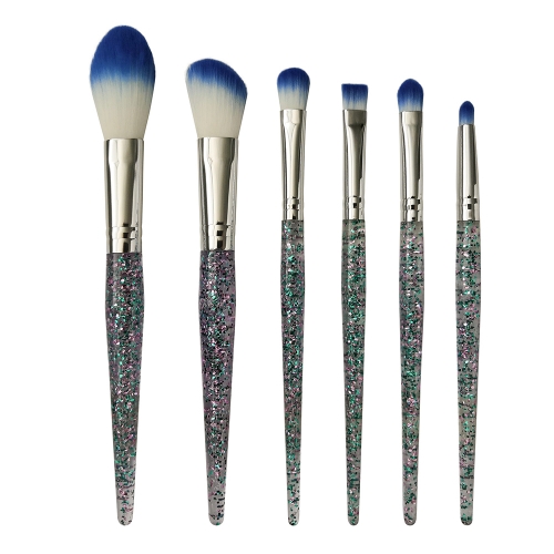 6Pcs Makeup Brushes Set Professional glitter bling plastic handle Cosmetic Brushes For Face,Eye Shadow,Eyeliner Foundation Powder brush