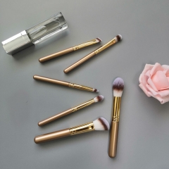 Premium 6 pcs cosmetic brush powder blush contour brow brush eyeshadow with white lipstic holder