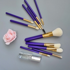 Professional blue wooden handle 11 makeup brush set cosmetic brush powder foundation brush