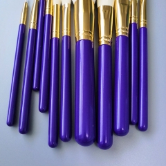 Professional blue wooden handle 11 makeup brush set cosmetic brush powder foundation brush
