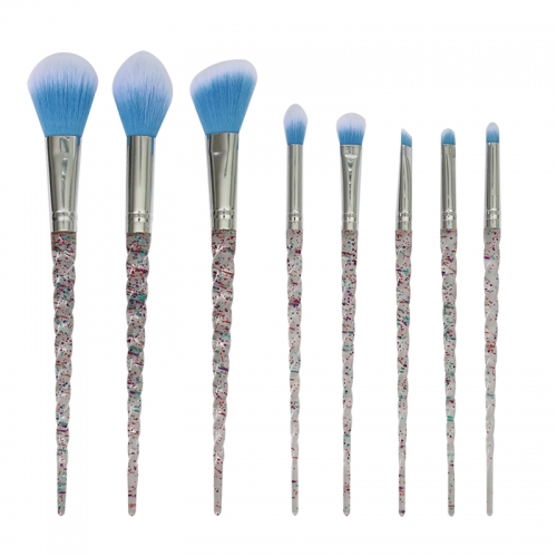 8pcs makeup brush set glitter crystal handle