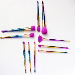 Mermaid 10pcs Makeup Brushes Set colorful cosmetic brush