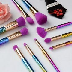 Mermaid 10pcs Makeup Brushes Set colorful cosmetic brush