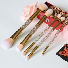 Double ended makeup brush 5pcs gold metallic set