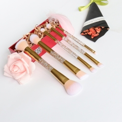 Double ended makeup brush 5pcs gold metallic set