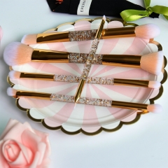 Double ended makeup brush 5pcs gold metallic set