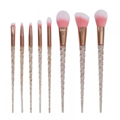 8pcs makeup brush set glitter crystal handle synthetic hair