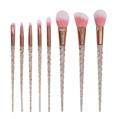 8pcs makeup brush set glitter crystal handle synthetic hair