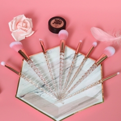 8pcs makeup brush set glitter crystal handle synthetic hair