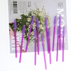 Wholesale Disposable mascara wand brush one time use eyelash brush makeup applicators purple