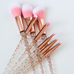 8pcs makeup brush set glitter crystal handle synthetic hair