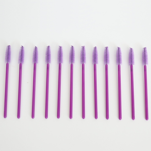 Wholesale Disposable mascara wand brush one time use eyelash brush makeup applicators purple