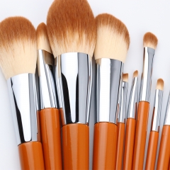 10 Pcs Premium Synthetic Makeup Brush Set, Wooden Handle in Fashional Color with Great Touch