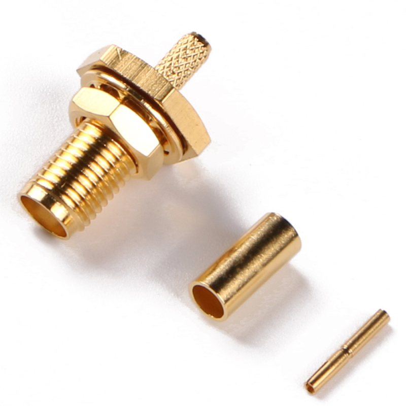 SMA Female Bulkhead Connector Crimp/Solder Attachment for RG cable