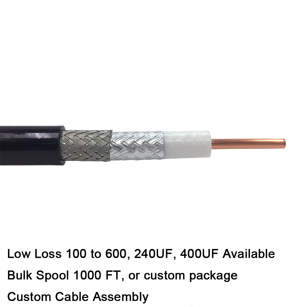 Raynool 50 ohm Low Loss 400 Coaxial Cable and Cable Assembly RG8 coax PE Jacket