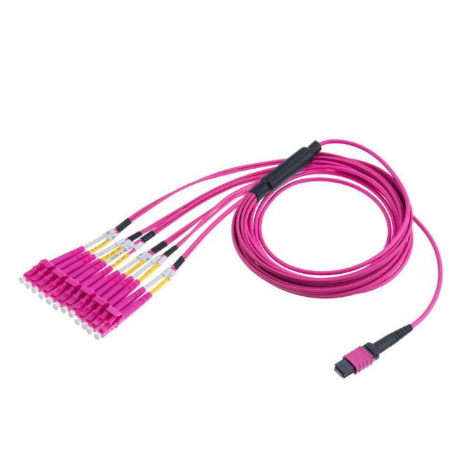 Raynool MPO 12 F to LC Harness 12F OS2 OFNP 0.35dB Type B 1m 3m 5m 10m Violet MPO Fiber