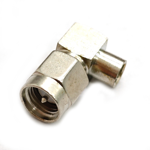 Low PIM Coaxial RF Connector SMA Male Right Angle Solder to SPP-250-LLPL 1/4"S Cable
