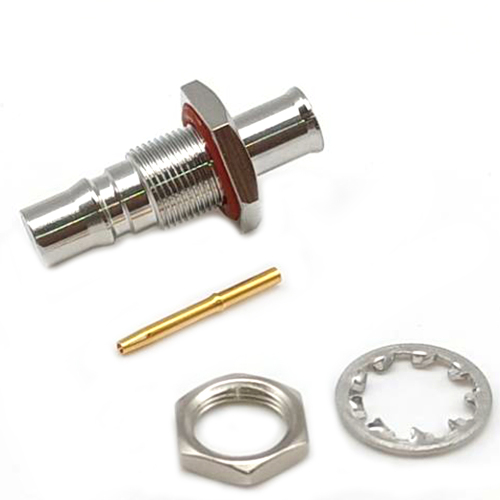 Low PIM Coaxial RF Connector QMA Female Bulkhead Waterproof Solder to RG402 Cable