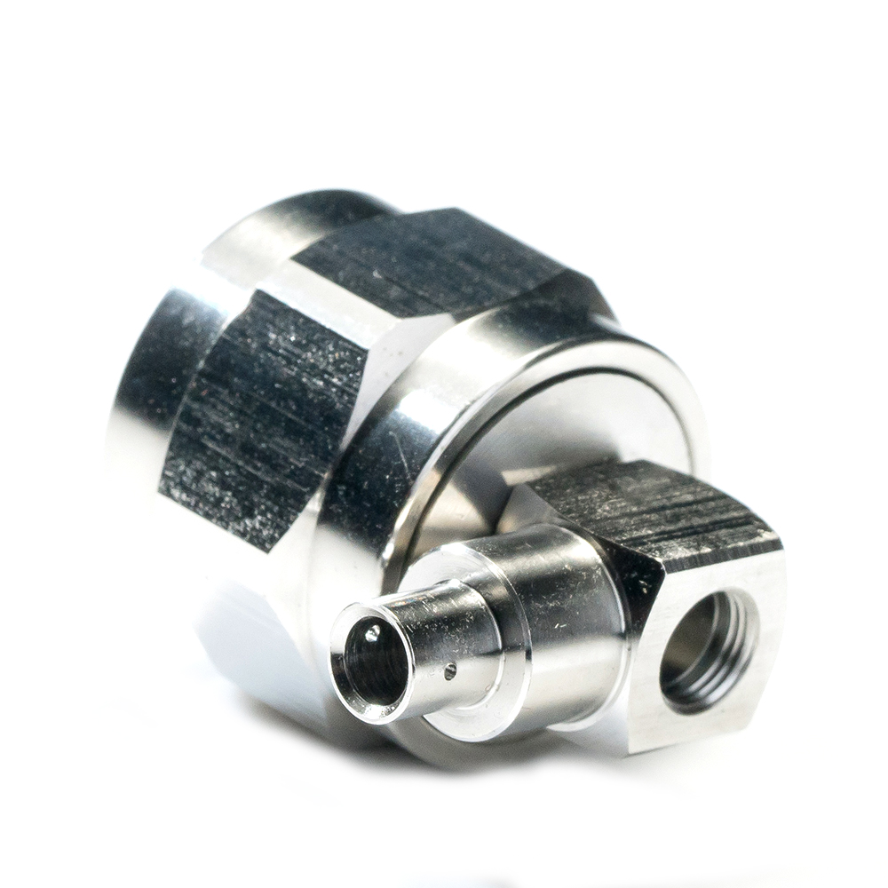 Low PIM Coaxial RF Connector N Male Right Angle Solder to RG402 Cable
