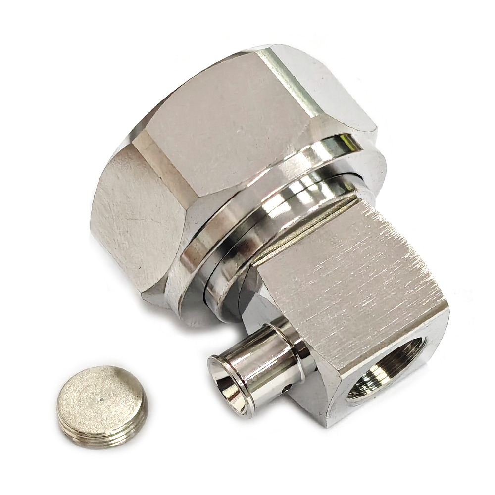 Low PIM Coaxial RF Connector 4.3-10 Male Right Angle Solder to RG402 Cable