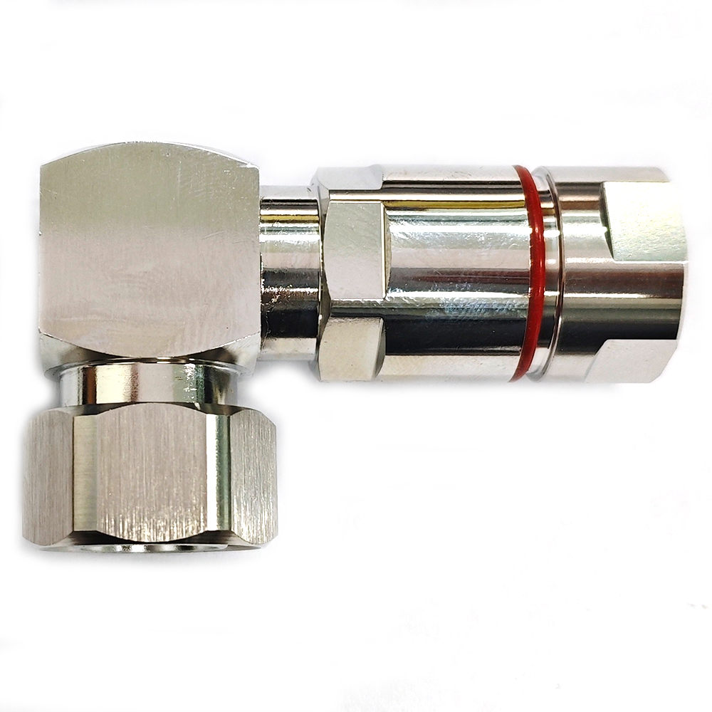 Low PIM Coaxial RF Connector 4.3-10 Male Right Angle Clamp for 1/2" Cable