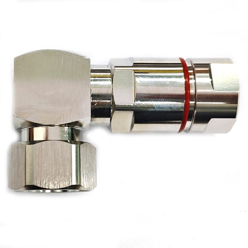 Low PIM Coaxial RF Connector 4.3-10 Male Right Angle Clamp for 1/2" Cable