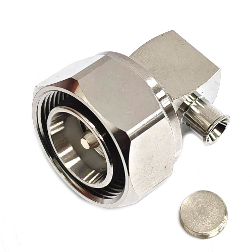 Low PIM Coaxial RF Connector 4.3-10 Male Right Angle Solder to RG402 Cable
