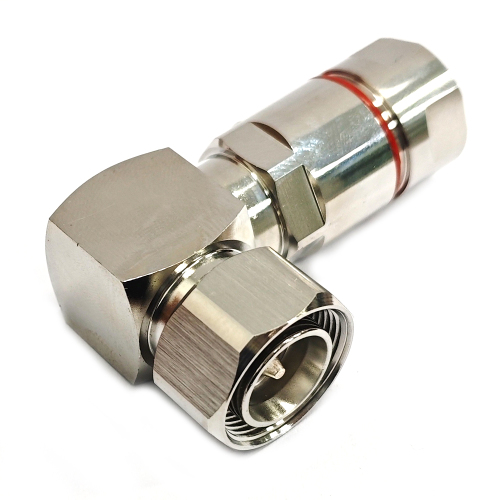 Low PIM Coaxial RF Connector 4.3-10 Male Right Angle Clamp for 1/2" Cable