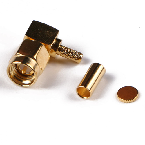 Low Loss Coaxial RF Connector SMA Male Right Angle Crimp for LMR200 RG58 Cable