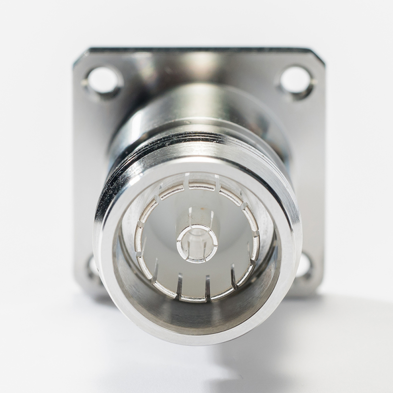 Low PIM Coaxial RF Connector 4.3-10 Female Flange Mount for PCB Equipment
