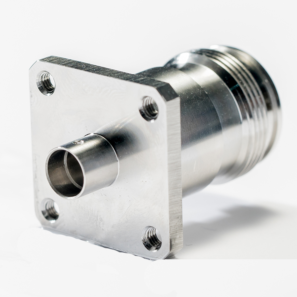 Low PIM Coaxial RF Connector 4.3-10 Female Flange Mount for PCB Equipment