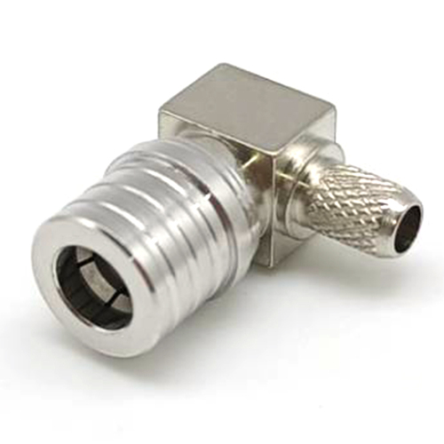 Low Loss Coaxial RF Connector QMA Male Right Angle Crimp for LMR200 RG58 Cable