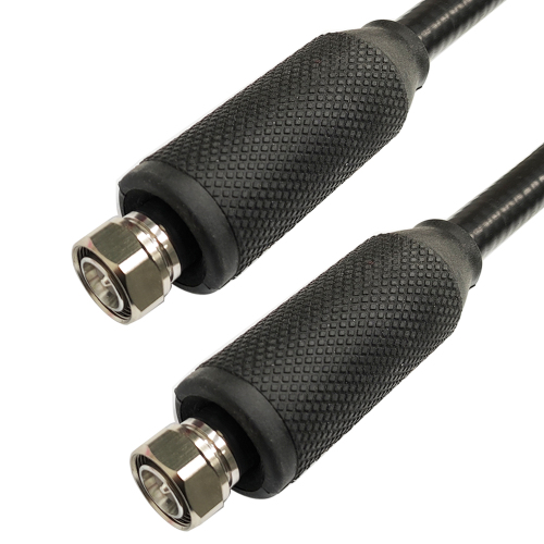 Low PIM 4.3/10 Male to 4.3/10 Male 1/2" Corrugated Cable Assembly with weatherproof boot