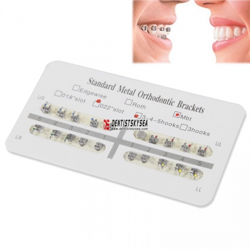 200 PCS Orthodontic Dental Standard MBT 022 3-4-5 Hooks Bracket Braces 6