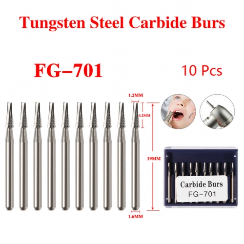 Dental Carbide Steel Bur Drills Dentist Tools High Speed Handpiece FG#701