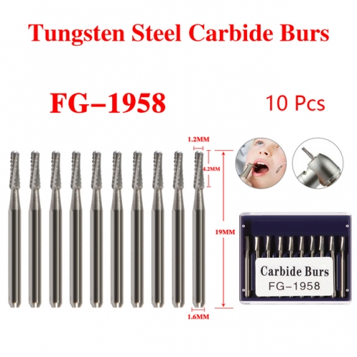 Dental Tungsten Steel Carbide Crown Metal Cutting Burs For High Speed FG-1958