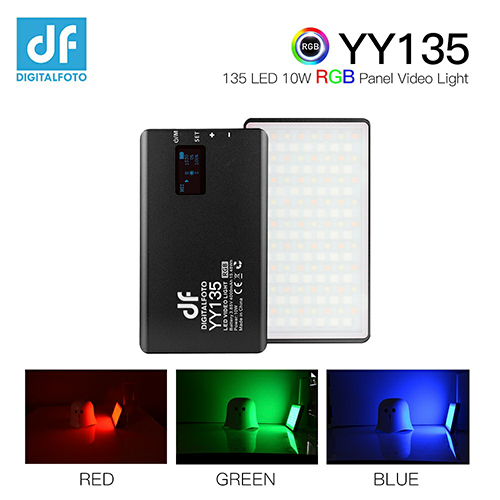 YY135 2500-8500K Alloy Shell RGB Video LED Panel Light Builtin Battery