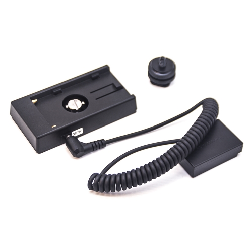 Canon LP-E17 (DR-E18) Dummy battery + NP-L Series F970 battery plate adapter (Coiled cable)