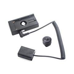 Sony NP-FW50 full decoding Dummy battery + NP-L Series F970 battery plate adapter (coiled cable)