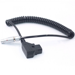 0.5m D-tap to 2 pin power coiled cable for Vaxis,CVW,Teradek wireless Video Transmission System