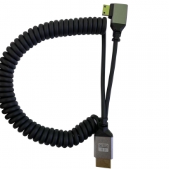 Coiled Standard HDMI to Right-angle Mini HDMI Cable