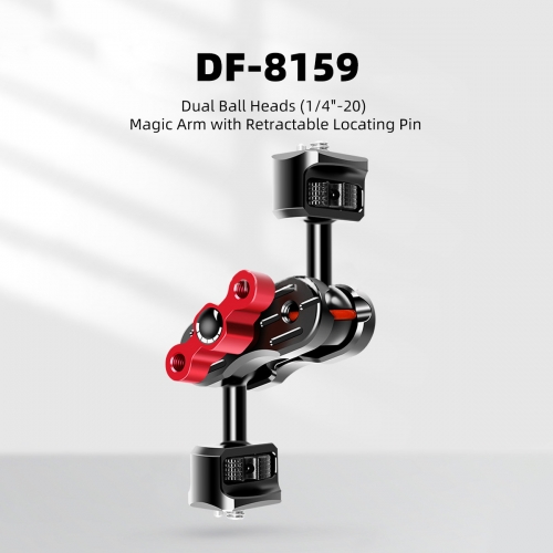 Dual Ball Heads (1/4"-20) Magic Arm with Retractable Anti-Twist Locating Pin