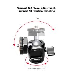 3kg Payload 3 Cold Shoe Mount Ball Head