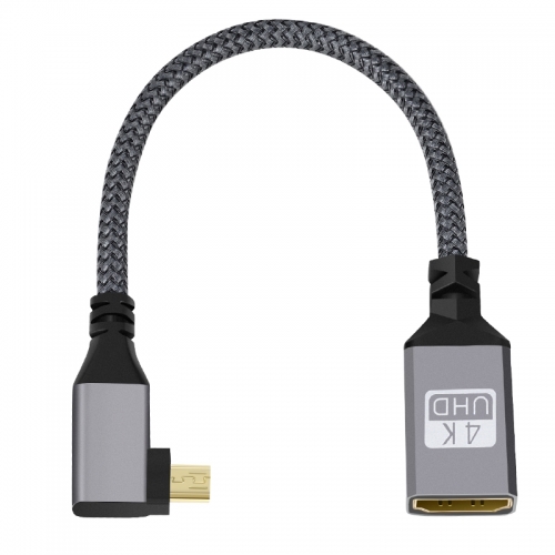 0.2m 4K Right-angle Micro HDMI Male to Standard HDMI Female Cable